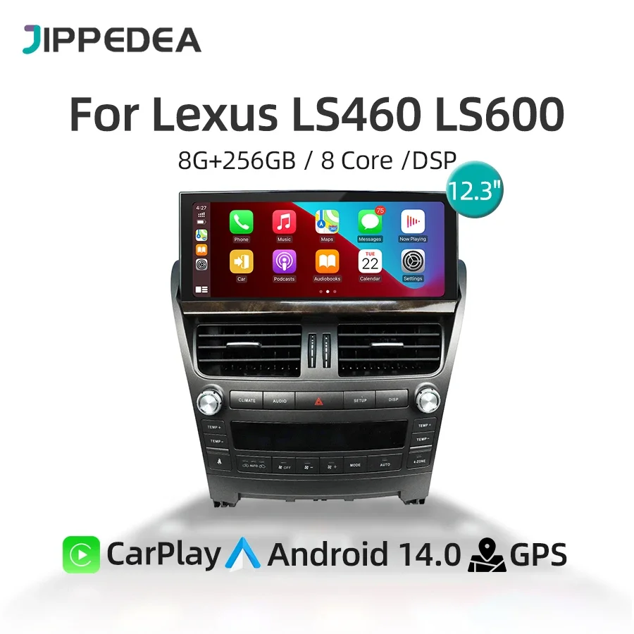 Car Multimedia Player CarPlay Android 14 GPS Navigation Stereo WiFi Bluetooth RDS QLED Car Radio For Lexus LS460 LS600 2006-2012