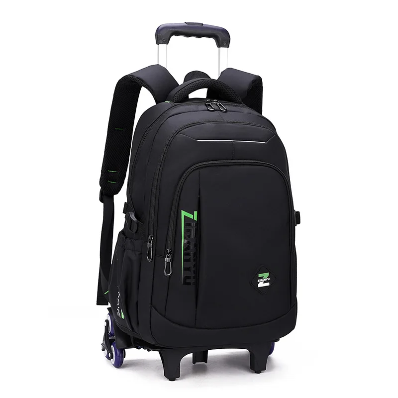 with 2/6 Wheels Junior High School Rolling Backpacks for Boys Wheeled Bag Trolley School Bags Travel Luggage Kids Bookbag mochil