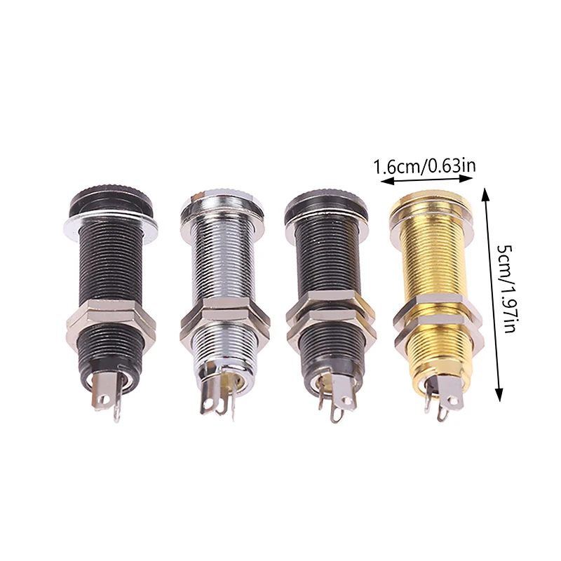 Electric Guitar Bass 6.35mm Socket Stereo 1/4 Inch Output Jacks Plug Brass Straight Tube Style Jack Anti-noisy Plug Socket