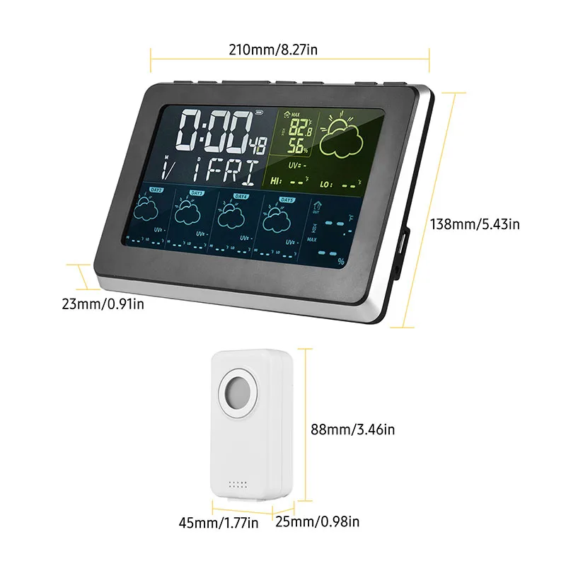 Tuya WiFi Smart Weather Station APP Control Digital Temperature Humidity Monitor, 5 Days Weather Forecast, 3 Alarm Clock Models