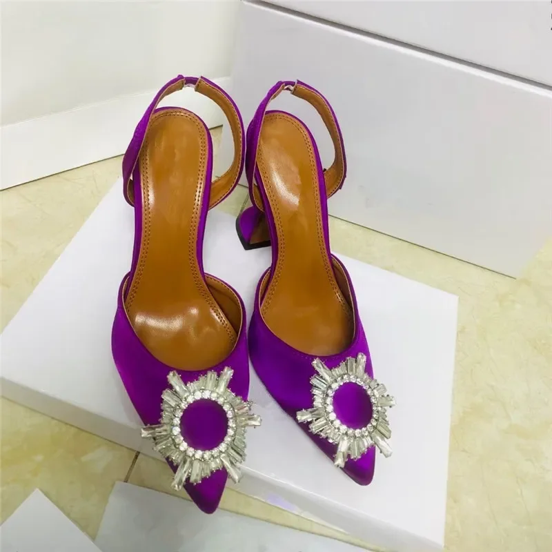 2026 European and American women's new high heels satin rhinestone sun buckle decoration fashion shoes - Image 4