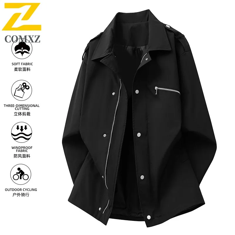 COMXZ Men's Large Size Mid - Length Loose Fit Trendy Outdoor Mountain style Waterproof Windproof Jacket lightweight windbreaker