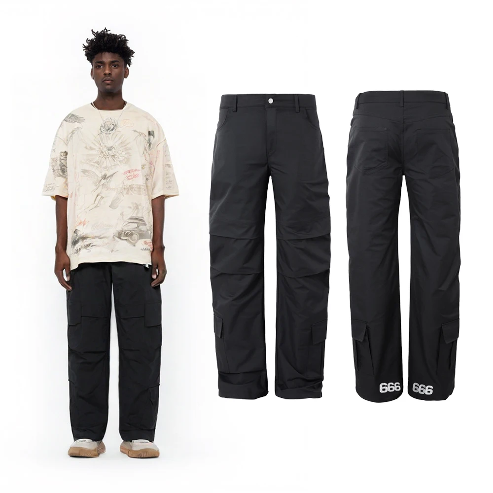

Уличная одежда с карманами и вышивкой, функциональный стиль, мешковатые брюки-карго, хип-хоп, уличная брендовая одежда, повседневные тактические мужские брюки в стиле ретро