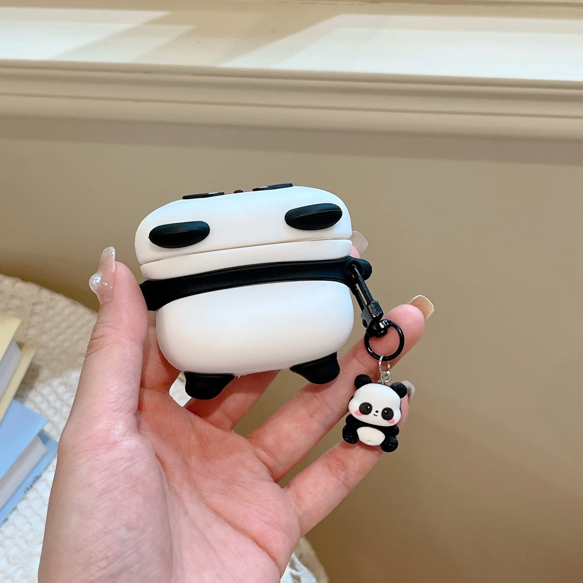 Cute Lying Panda Headphone Case For AirPods 4 (2024) Airpod Pro2 1 2 3 Bluetooth Earbuds Charging Box Protective Earphone Cover