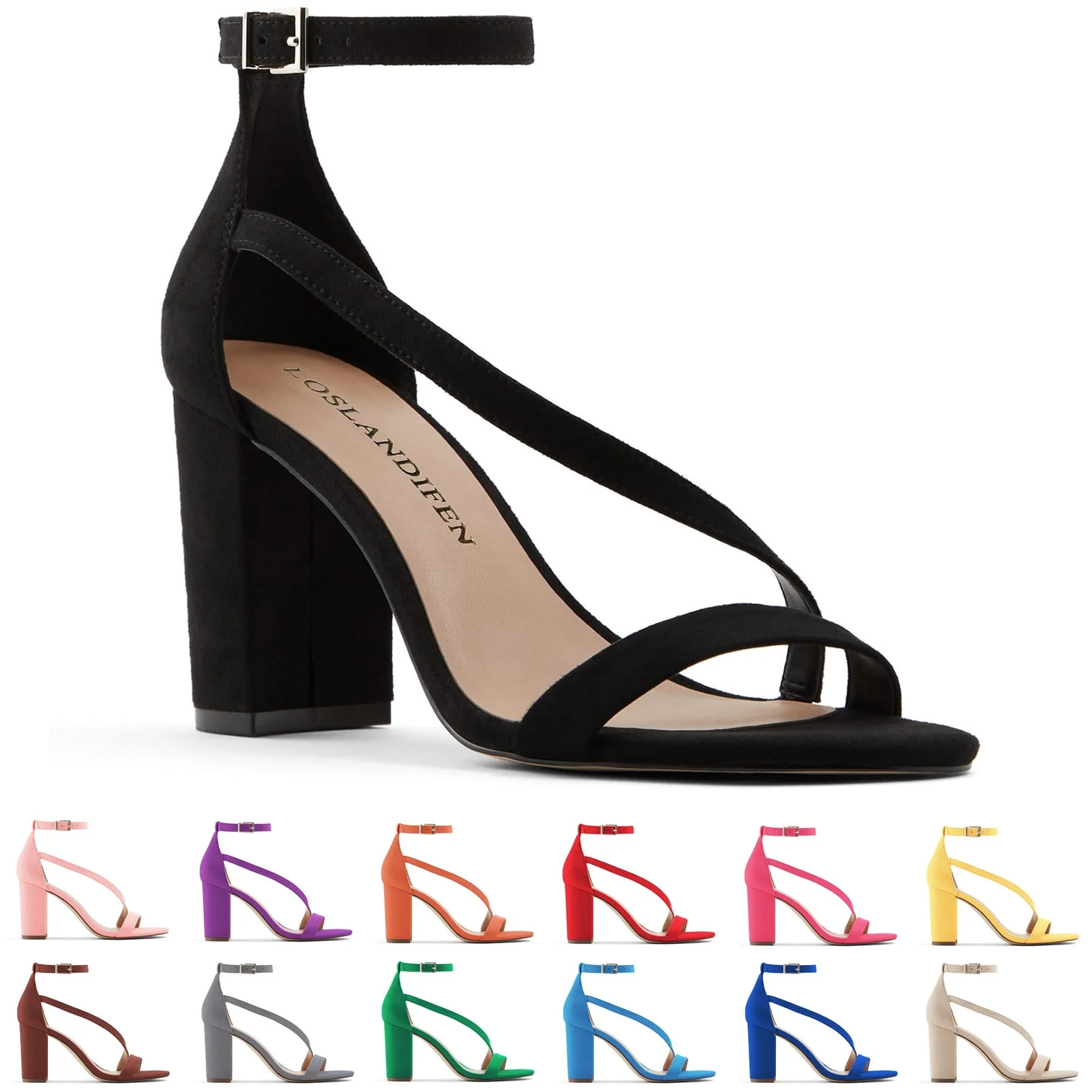 2024 New Women Sandals Large Size Fashion 8cm Low Thick Heels Shallow Suede OL Party Wedding High Shoes 8309-7VE