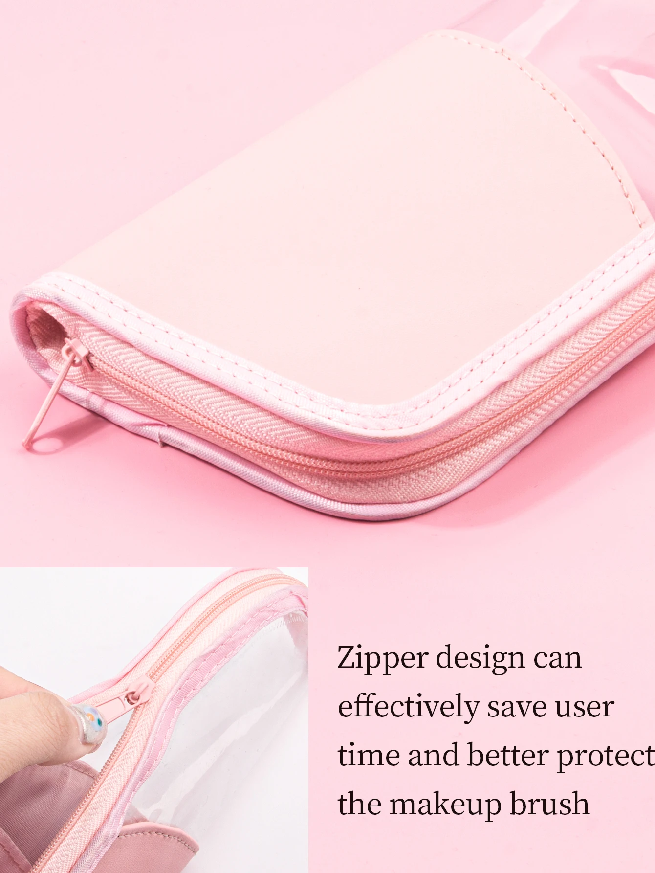Estuche para brochas de maquillaje, soporte para brochas de maquillaje, bolsa de cosméticos impermeable de viaje, taza de maquillaje plegable de pie con cremallera