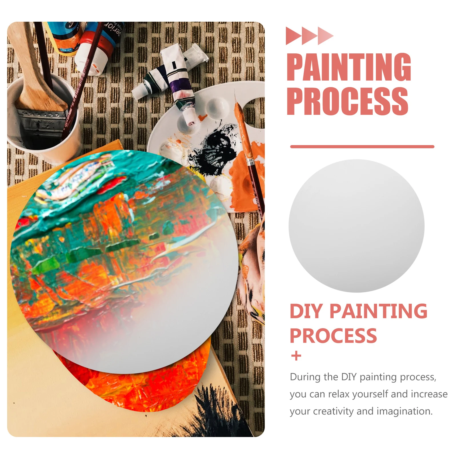 

1pc 50Cm Round Painting Art Artist Acrylic Tempera Durable Artist Canvas Boards Hobbyist Diy Canvas Board Gift White