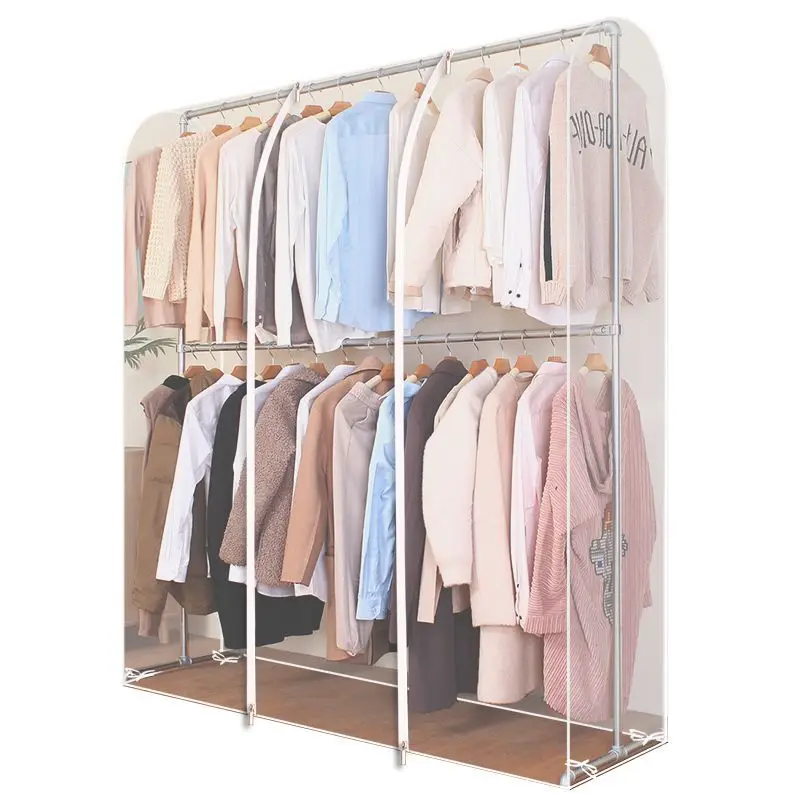 High Quality Home Clothes Dust Cover Bedroom Floor-standing Clothes Hanger Dust Cover Transparent Plastic Clothes Organizer Bag