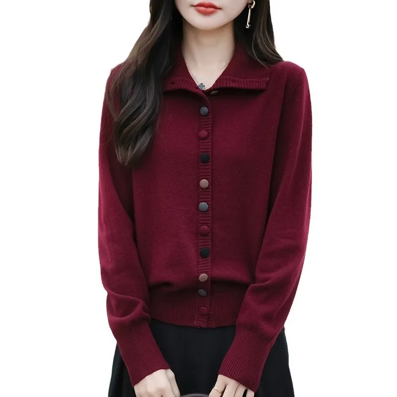 Cardigan Women Sweaters Coats Stand Collar Thick Jackets Full Sleeve Jumpers Coat Y2k Streetwear Elegant Knit Autumn Winter