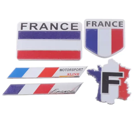 3D Aluminum France Flag Emblem Badge Car Sticker Decals Car-Styling For Peugeot 307 206 207 Citroen Renault DS C2 C3