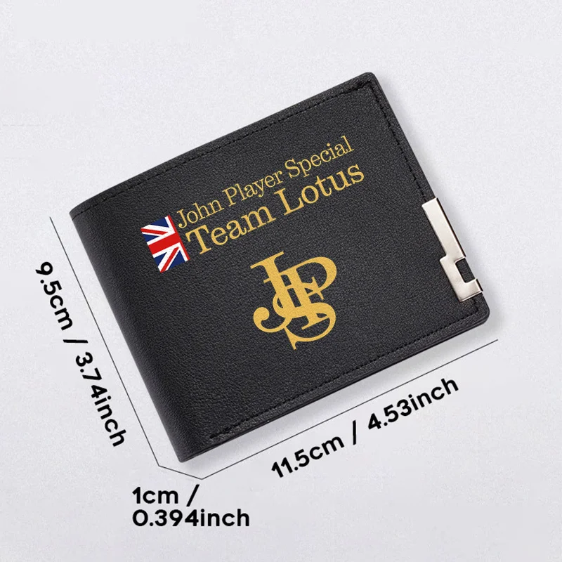 존 플레이어 스페셜 팀 로터스 로고 PU 지갑 남성용 슬림 비즈니스 패션 컴팩트 디자인 내구성이 뛰어난 경량 일상용