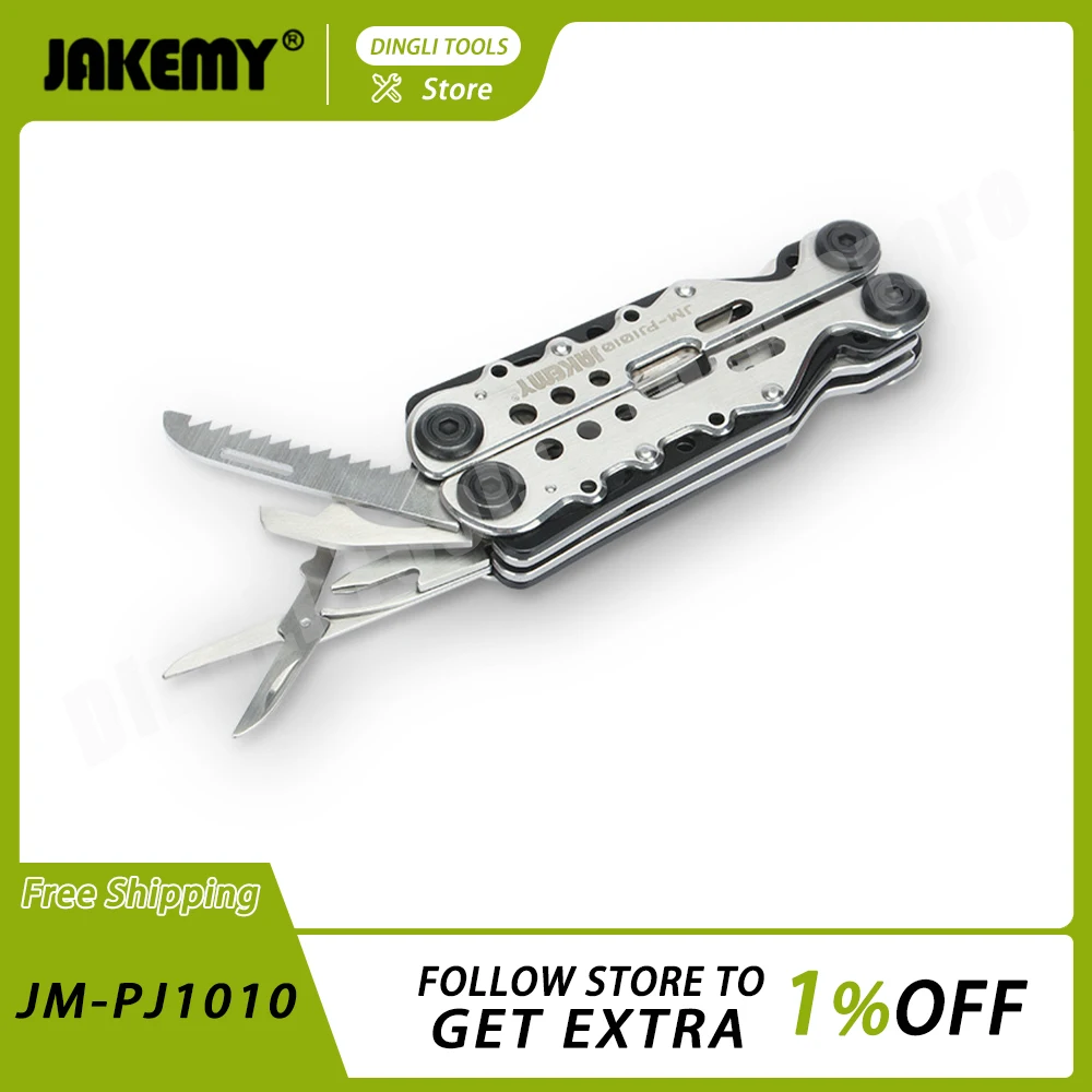 Jakemy Jm-Pj1010 Multiple Functions Folding Stainless Steel Pincers Scissors Outdoor Climb A Mountain Travel Custom Pliers Tools