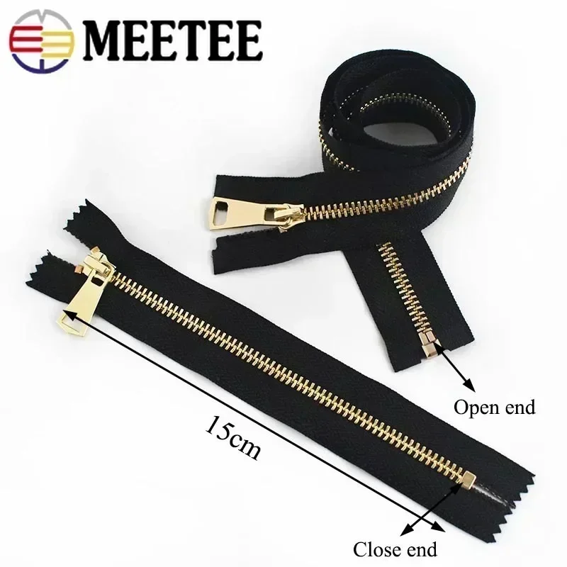 2Pcs Meetee 5# Metal Zippers 15/60/70/80cm Auto Lock Zips for Down Coat Garments Zipper Shoes Pocket Garment Sewing Accessories