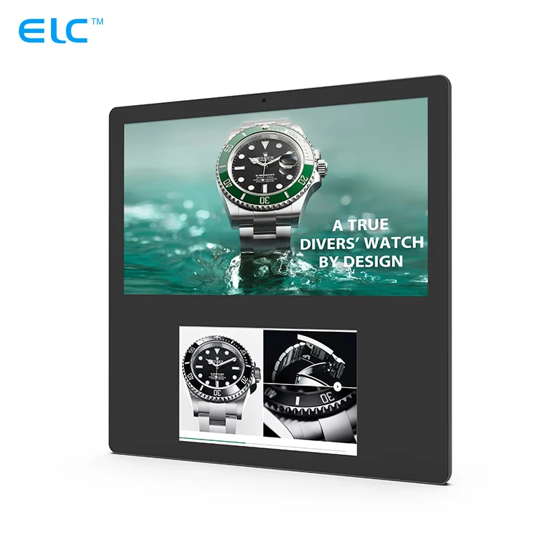 Wall Mounted 13.3 Inch Indoor Dual Screen Capacitive Touch WiFi Android Advertising Display Tablet