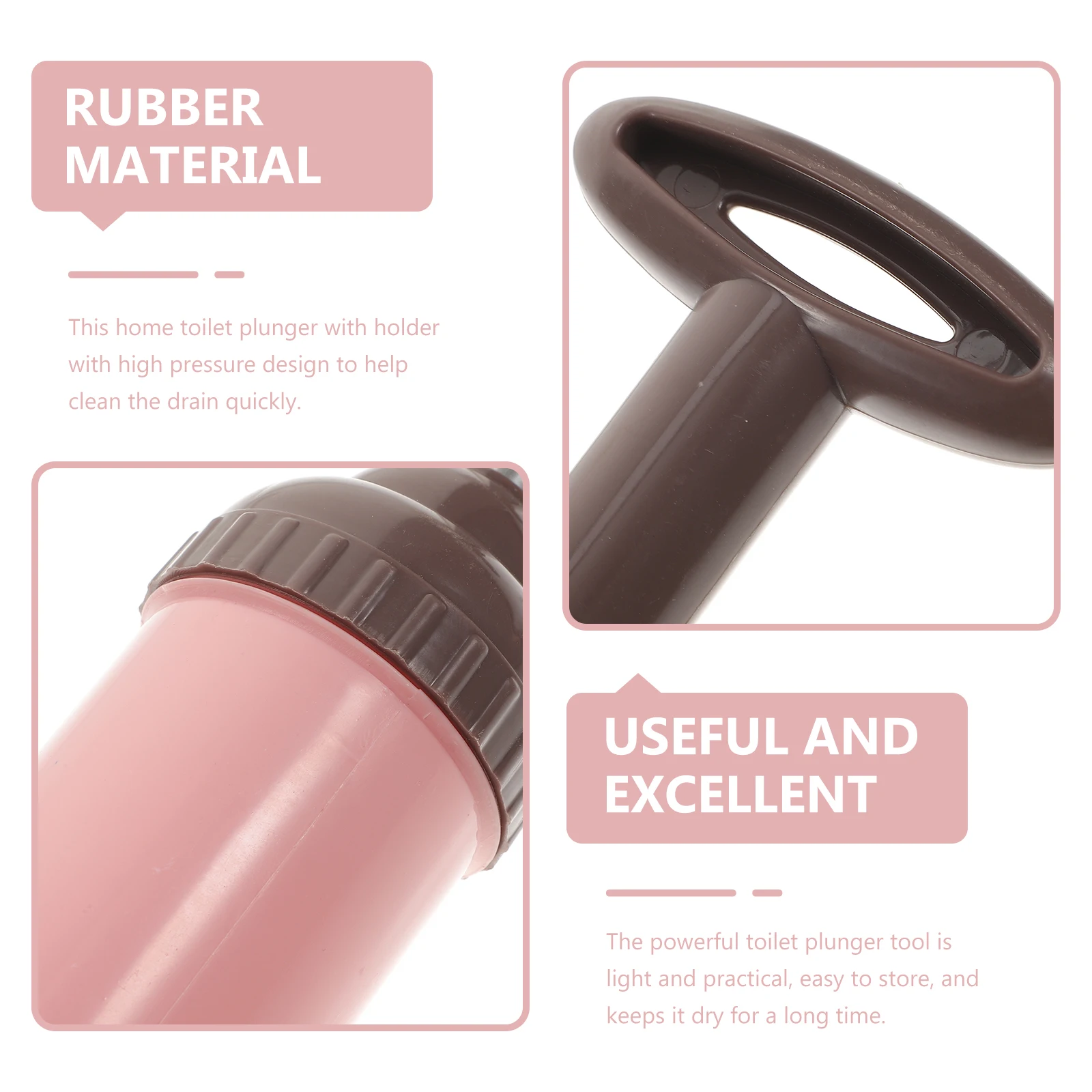 

1pc High Pressure Toilet Plunger Rubber Material Quick Unblock Bathroom Kitchen Sink Efficient Drain Cleaner Tool