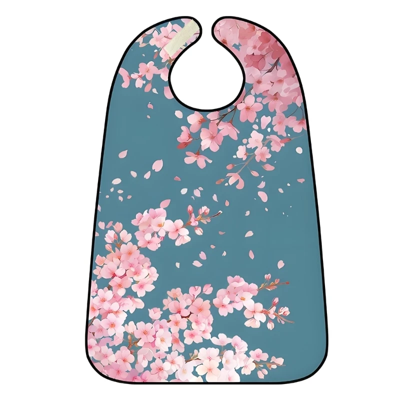 Large Waterproof Polyester Bib with Stylish Prints & Comfortable Fit Wide Dining Bib Washable Adult Eating Cloth for Adults