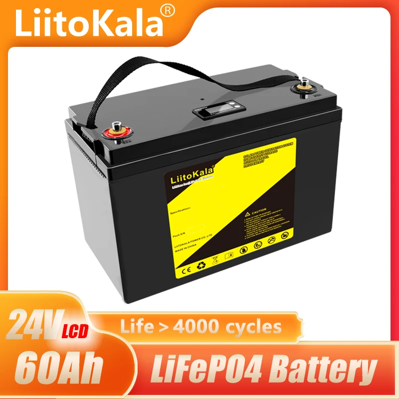 LiitoKala 24V 50Ah 60Ah  lifepo4 battery Power Batteries For 8S 29.2V RV Campers Golf Cart Off-Road Off-grid Solar Wind