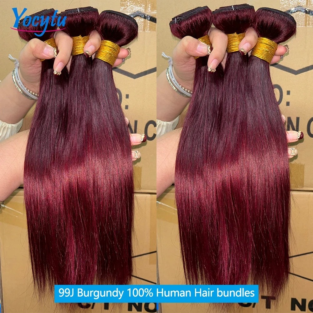 99J Burgund Farbe Gerade Menschliches Haar Bundles 24 24 24 Zoll Bundles 100% Menschliches Haar Für Frauen YOCYTU Brasilianische Rohes Haar bundles
