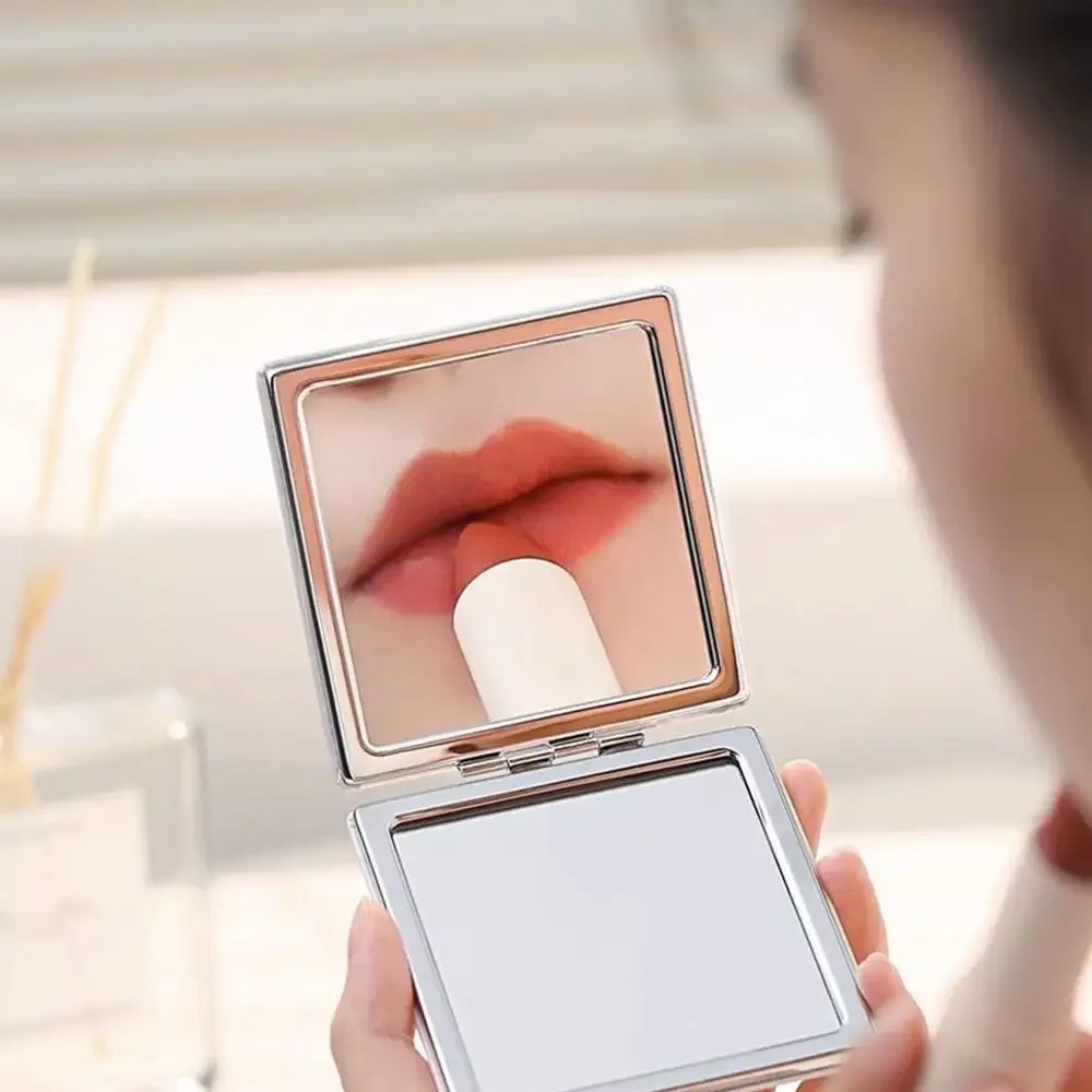 Runder doppelseitiger Make-up-Vergrößerungsspiegel, zusammenklappbarer hochauflösender Kosmetikspiegel, Taschenspiegel, weiblich