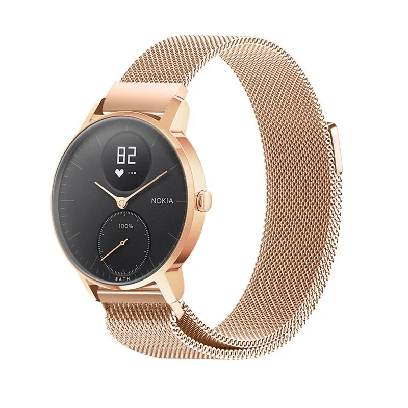 Muñequeras Milanese Loop de acero inoxidable, muñequeras de liberación rápida para Nokia Withings Steel HR GDeals