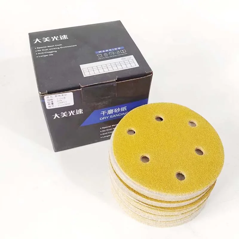 125mm Sanding Disc 80-600Grit 5 Inch Sanding Sheet 6 Holes Dustless Hook and Loop Sandpaper for Random Track  Sander