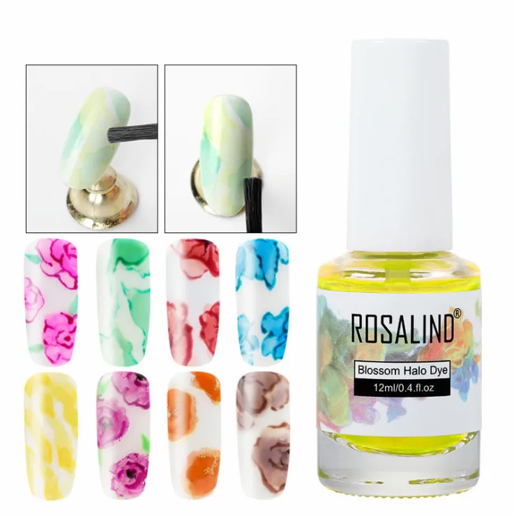 Zestaw żeli do paznokci akwarelowych |   Blossom & Halo Effect 12ML Lakier do paznokci zmieniający kolor, baza i top coat, wymaga lampy UV