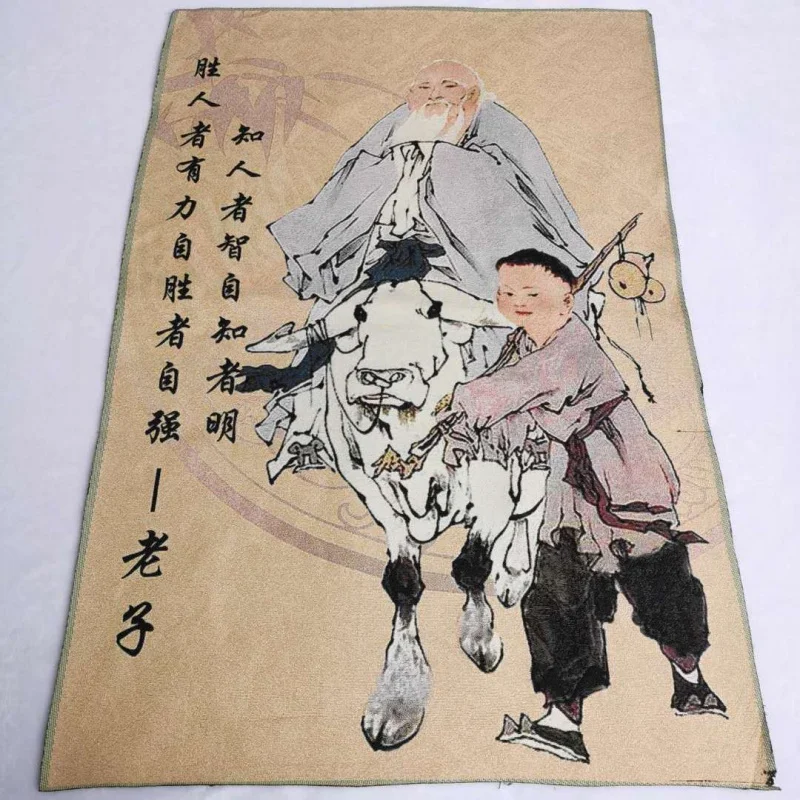 Chinese Taoism Cloth Silk Philosopher Lao-tzu Litterator Tangka Thangka Mmural