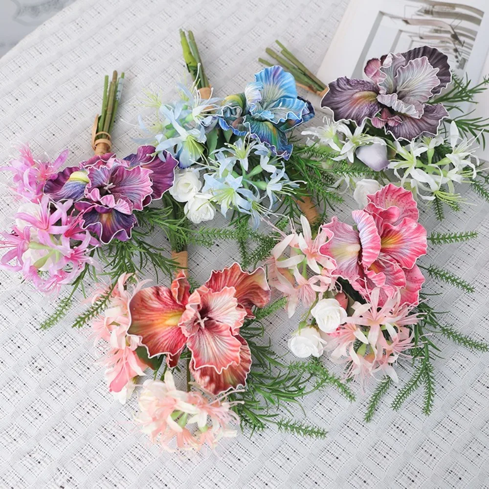 

Realistic Artificial Alice Iris Flowers Beautiful Elegant Simulation Iris Bouquet Handmade Silk Fake Flower