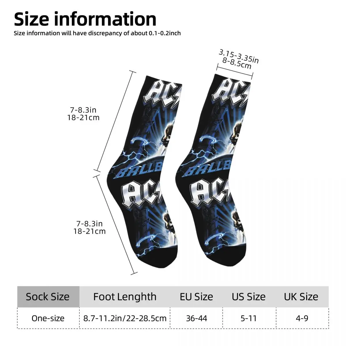 Funny Crazy Sock for Men Music And Rock Hip Hop Harajuku A-AC DC Happy Quality Pattern Printed Boys Crew compression Sock Casual