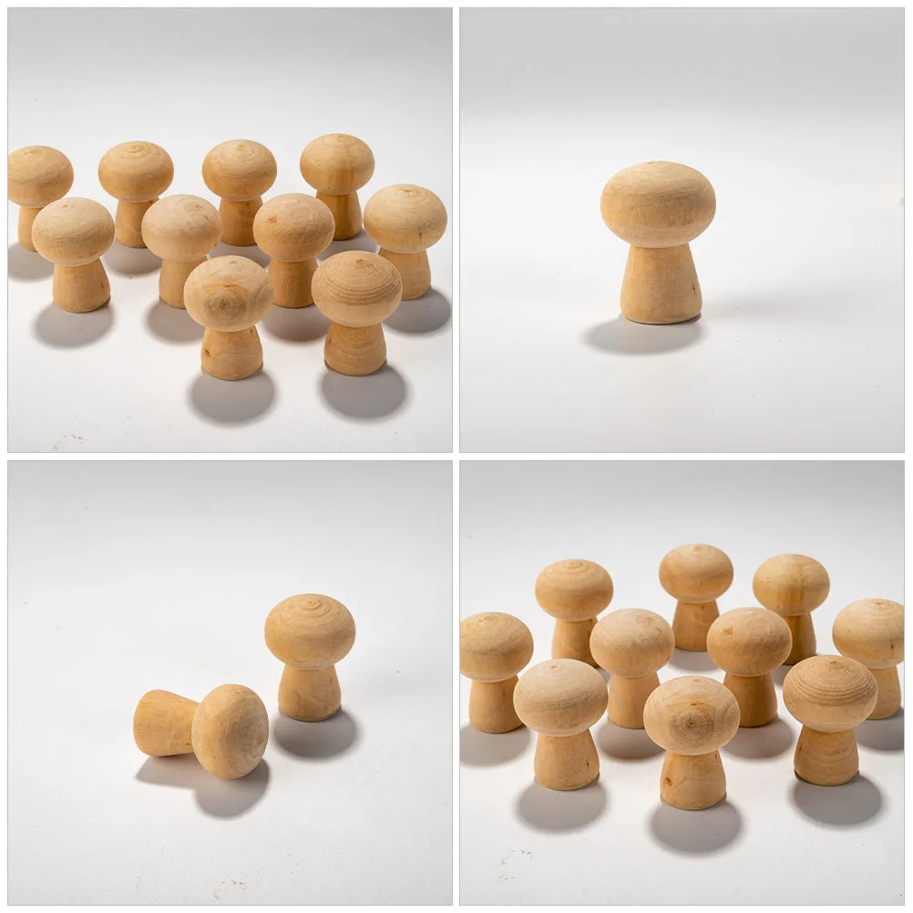 

20pcs Wooden Mushroom Crafts Unpainted Decor Supplies Kids DIY Party Gifts Lightweight Smooth Surface Wooden Things To