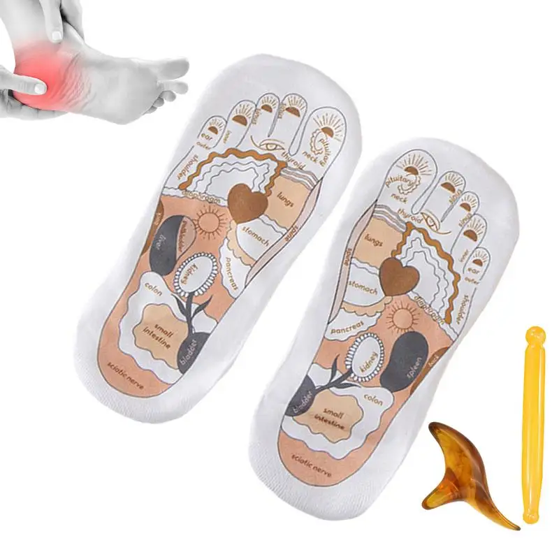 Reflexology Chart Socks Feet Pressure Massage Socks With Stick Muscle Exercise Relaxing Cloth For Foot Stress Muscle Tension