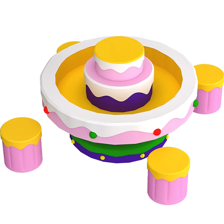 

Indoor Commercial Playground Amusement Park Fiberglass Cake Magic Sensory Sand Table With Lid and Chair