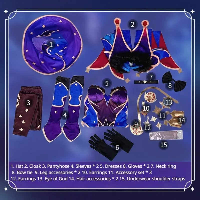 Disfraz de Cosplay de Anime Jeu Genshin Impact Mona, disfraz de fiesta de Carnaval de Halloween para mujeres, Sexy Femin37Uniforme, Perruque T