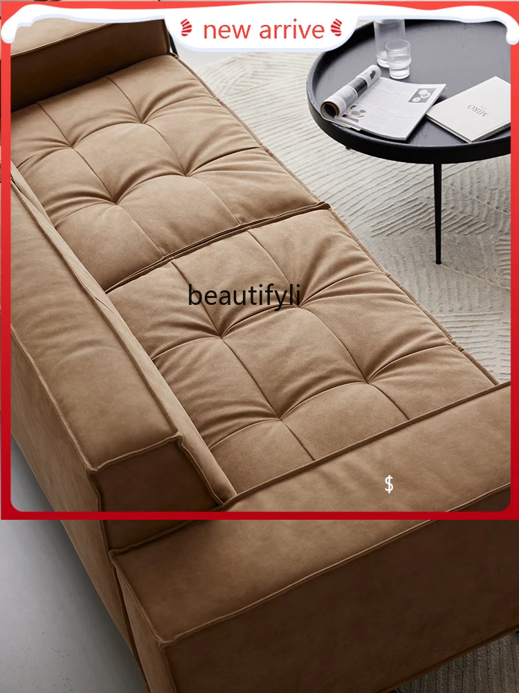 

S132 Modern Technology Cloth Sofa Small Apartment Living Room Imitation Leather Sofa Retro Three-Seat Sofa