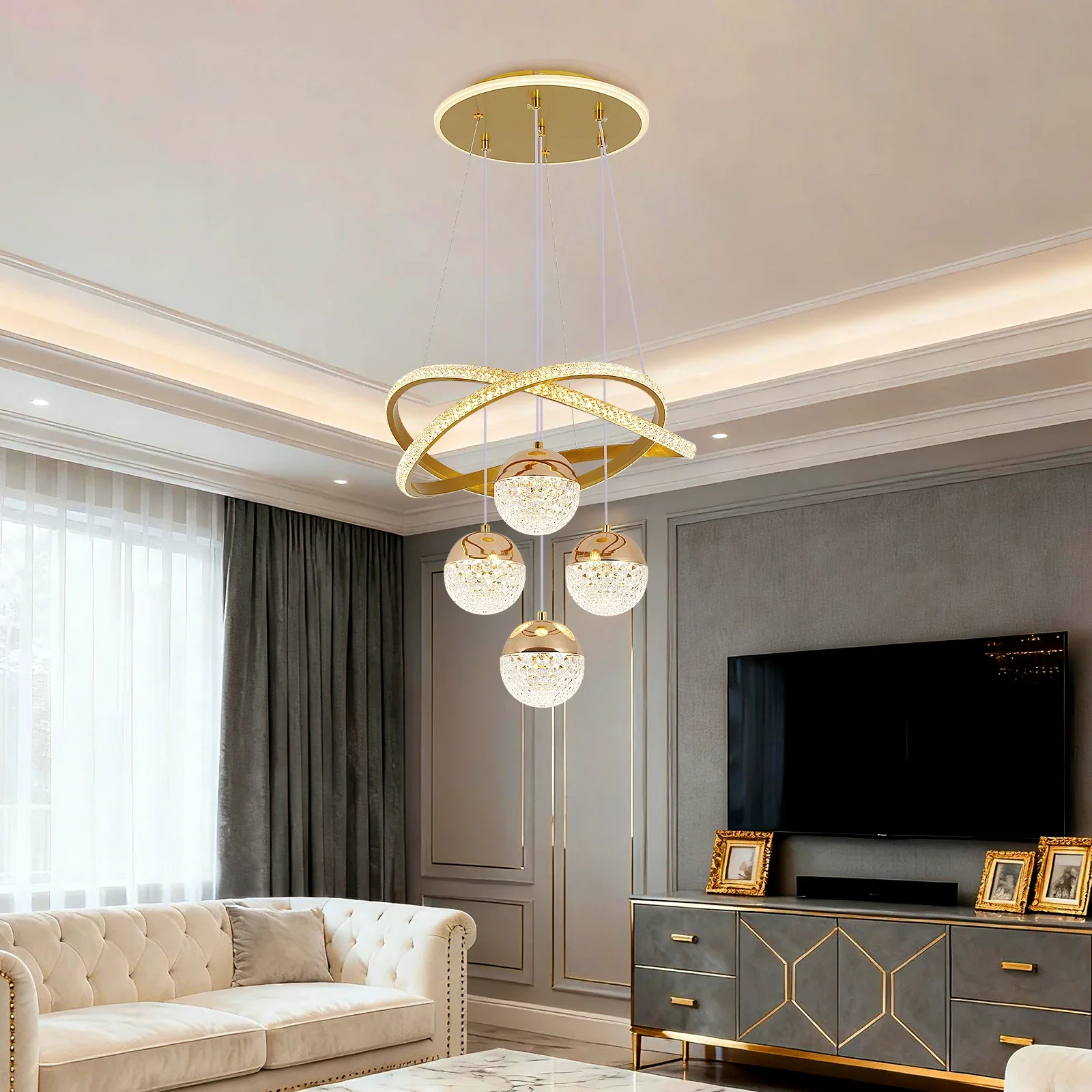 TechHPModern Led Chandelier Lighting Three LED Colors Nordic Restaurant Lighting Living Room