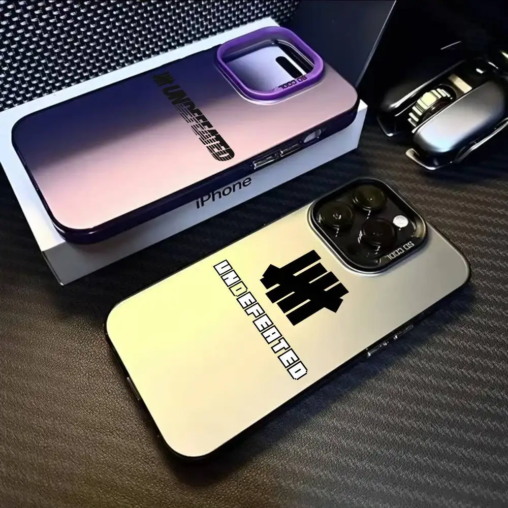 

Street Fashion U-U-Undefeated Phone Case For iPhone 17 16 15 14 13 12 11 Pro Max Black Purple Matte Laser Metallic Aurora Funda
