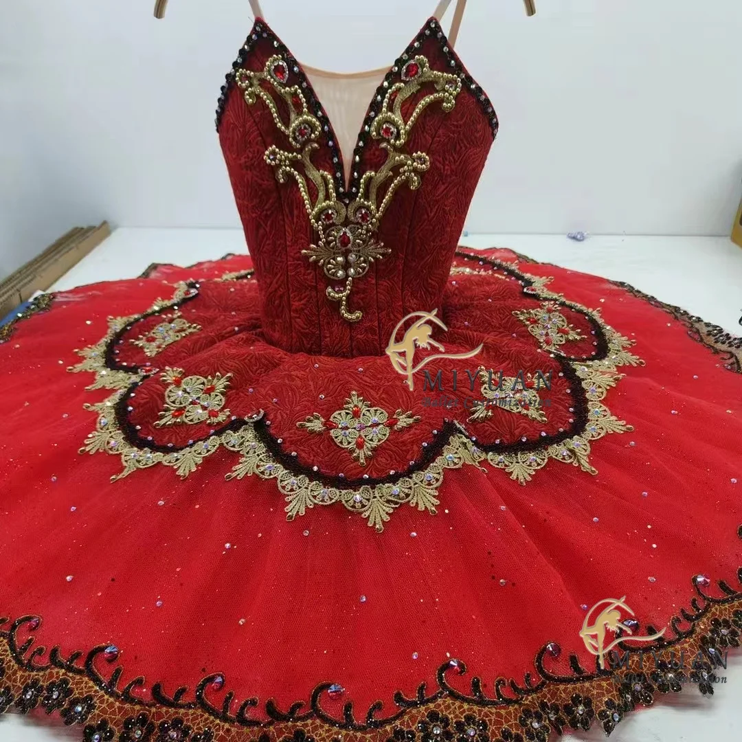 

2024 New High-end adult children professional ballet dress red Don Quixote skirt tutu competition performance private custom