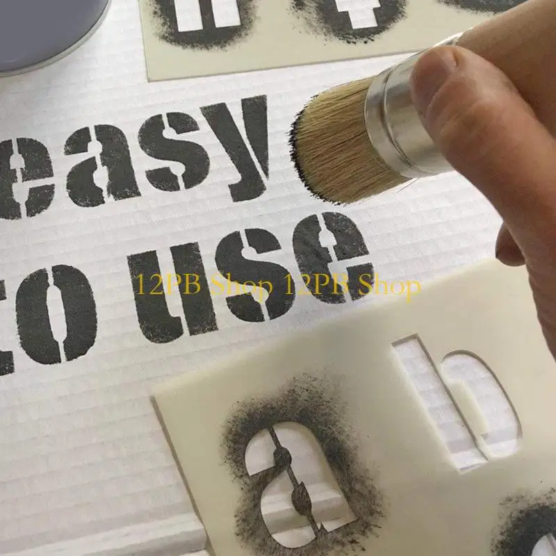 12PB 60Pcs Letter And Number Stencils Drawing Templates