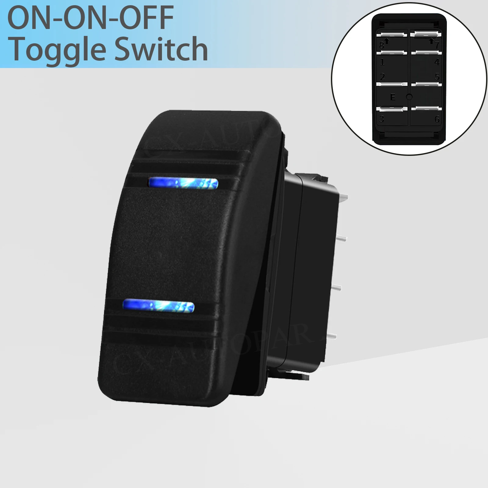 12V 24V Marine Rocker Switch Blue Led Light Bar 8Pin DPST ON ON OFF Toggle Switch for 4x4 ARB Carling Style ATV UTV Car Boat Van