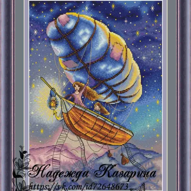 HH MM-Airship Counted Cross Stitch Kit, Mouse avatar, RS Cotton, Cross Stitch