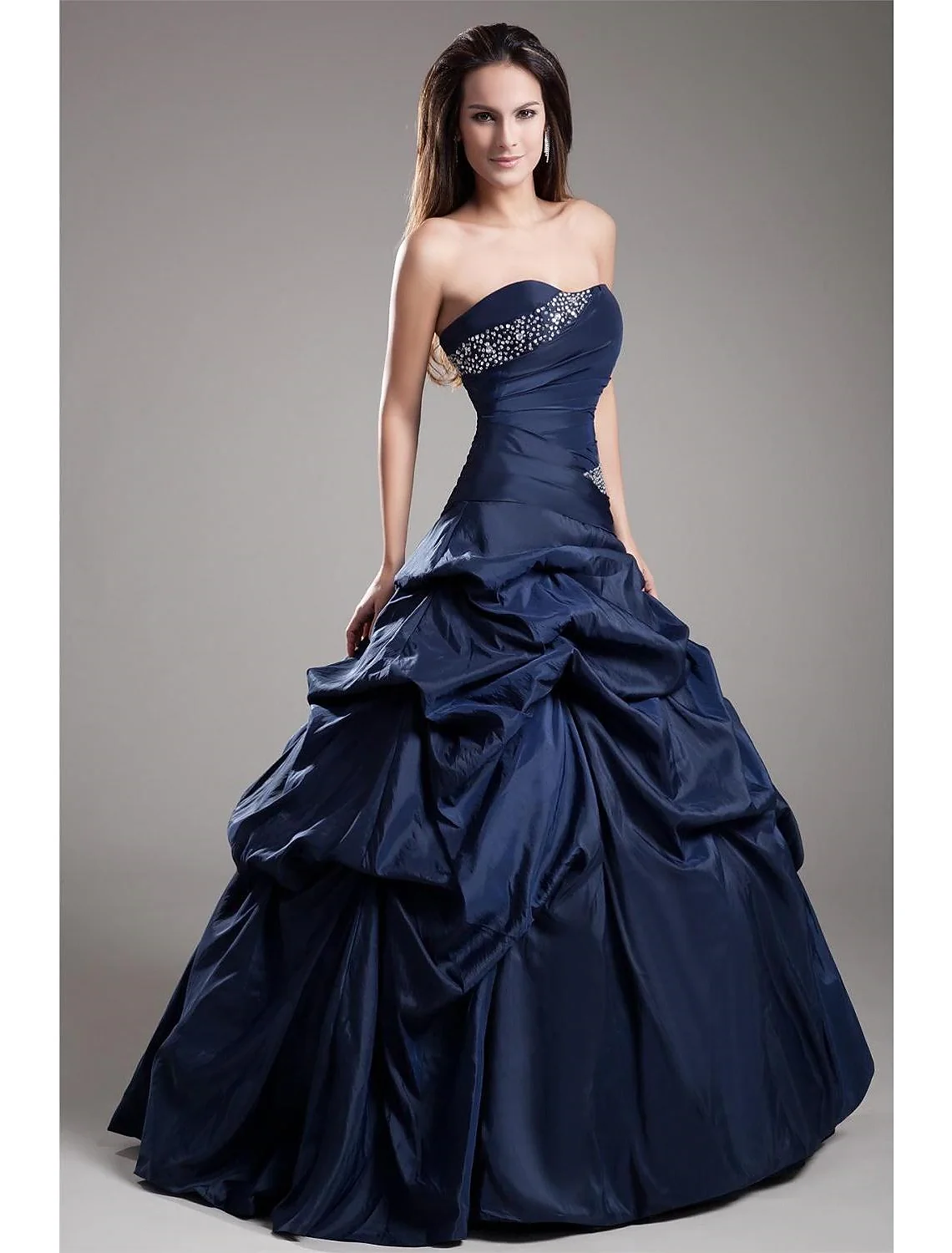 Ballkleid elegantes Kleid Quince anera Prom bodenlangen träger losen ärmellosen Taft mit Kristallen Tier Vestidos de 15 Años 2024