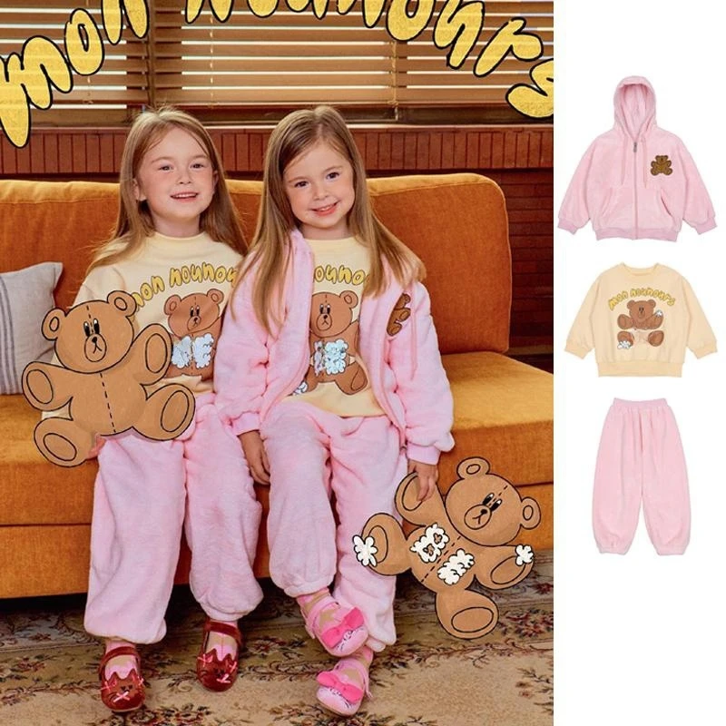 

Kids Baby Girls Hoodies Pants 2025 Autumn Winter Children's Christmas Pink Hooded Jackets Sweatshirts Set Clothings