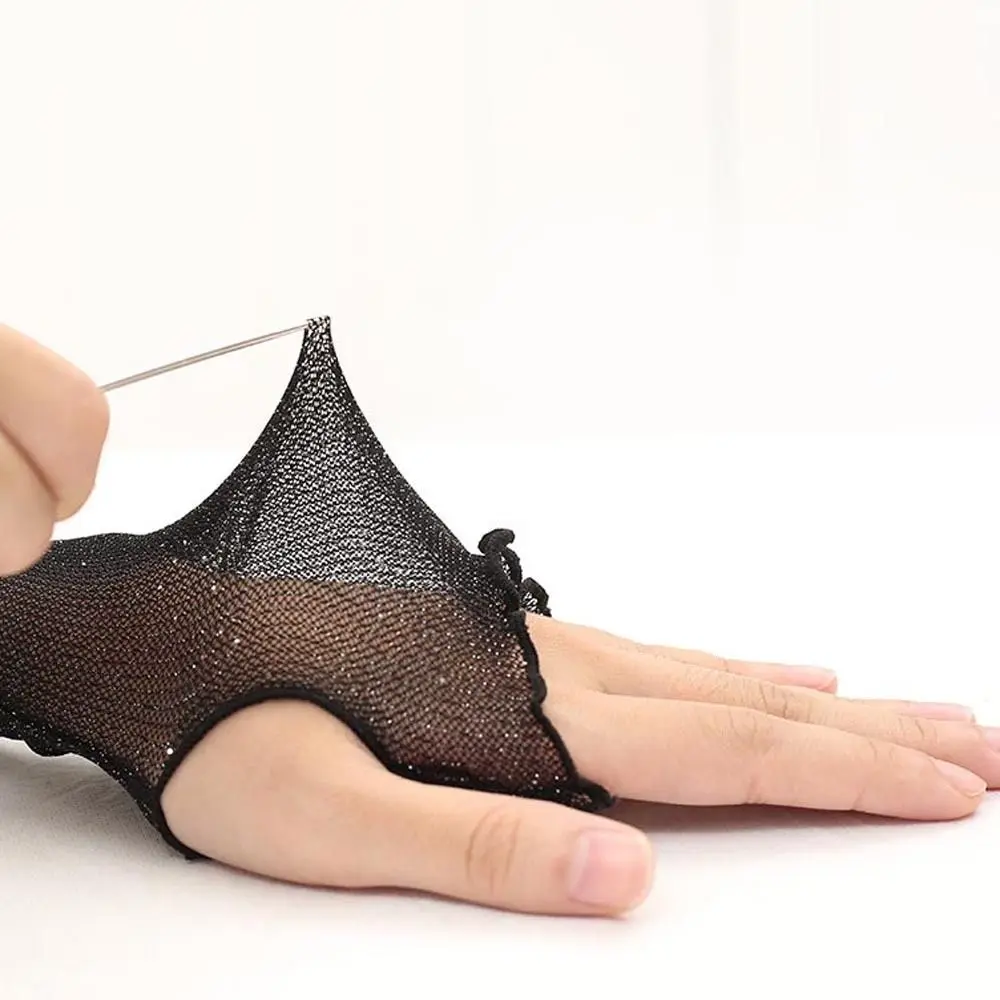 Эластичные летние перчатки с сенсорным экраном для езды на велосипеде, блестящие прозрачные перчатки с половиной пальца, женские варежки, сетчатые перчатки без пальцев