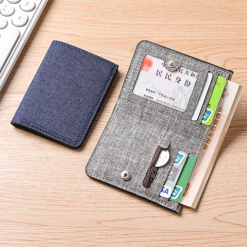 Men's Canvas Wallet Business Wallet for Men Credit ID Card Holder Multi-slot Simple Wallet Folding Ultra-thin Small Purse
