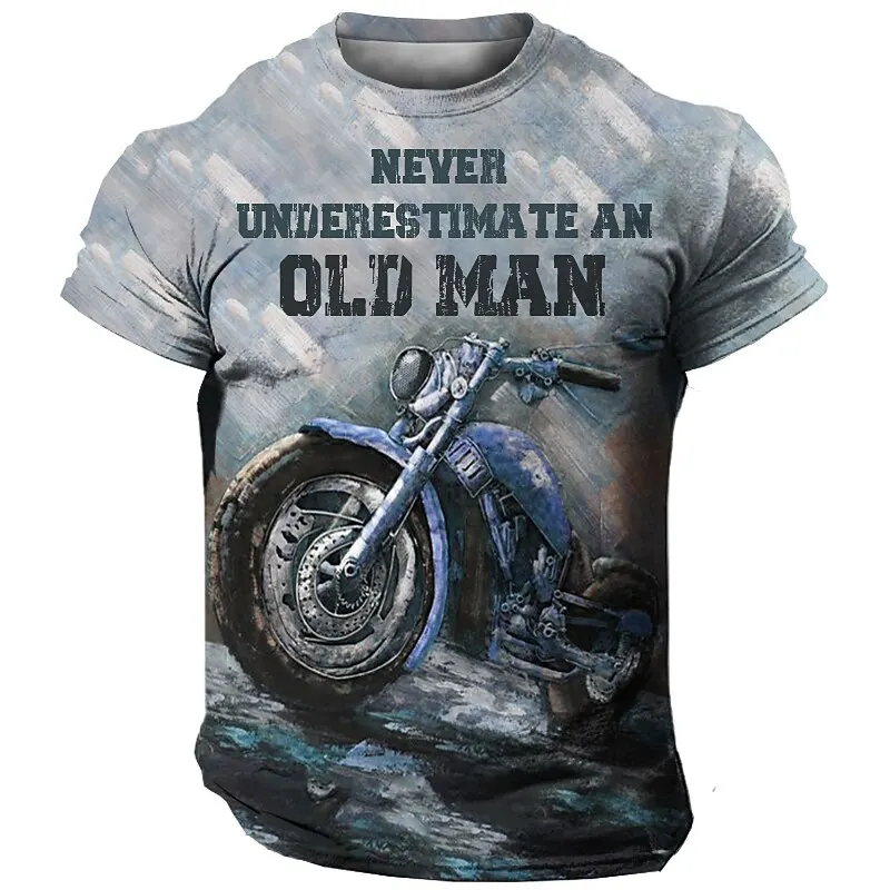 T-Shirt à Manches Courtes pour Homme, Vintage, Moto, Impression 3D, Voiture, Vêtements d\'Été, Blouse Décontractée, Vélo Classique