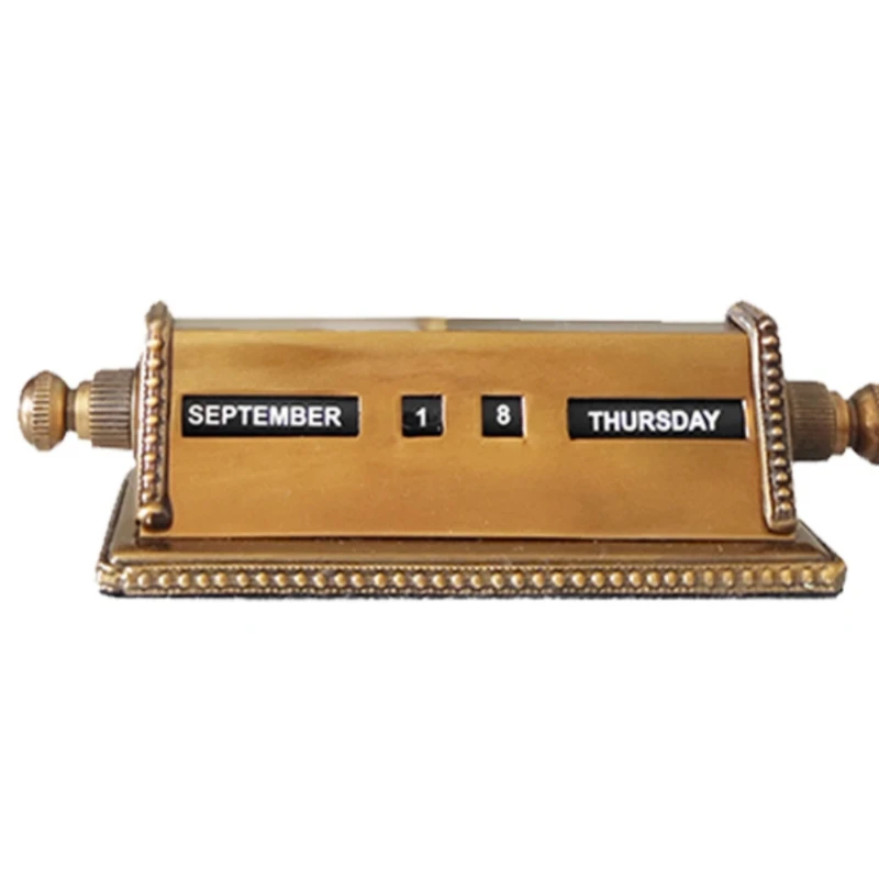 

Brass Retro Creative Manual Adjustment Personality English Digital Calendar Decoration