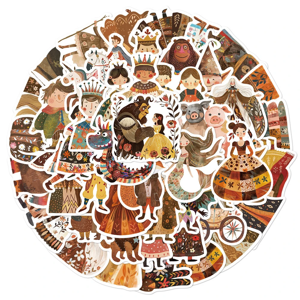 

10/30/50pcs Vintage Cartoon Fairy Tale Characters Stickers Cute Anime Style Sticker Stationery Phone Notebook Decals Toys Gift