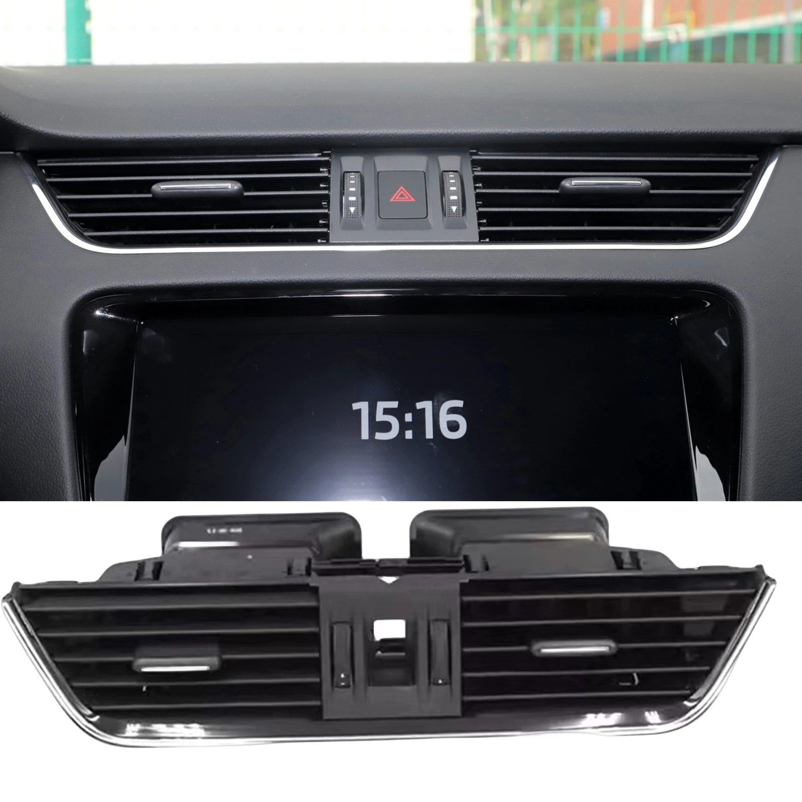 

For Skoda Octavia 3 MK3 A7 2015-2021 Center A/C Air Vent Outlet Assembly Interior Dashboard Conditioning Frame Grille Grill Kit