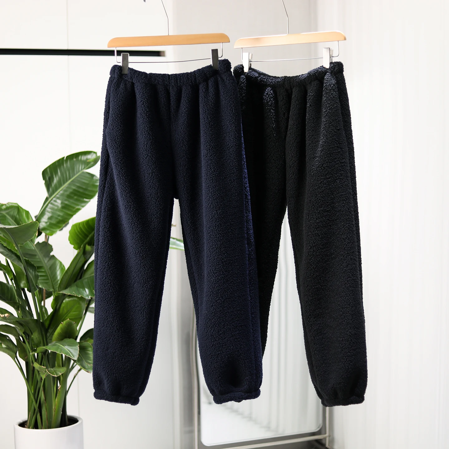 

Thiened Particle Fce Men's Loose Fit Sweatpants Elastic Waist Autumn Winter Sle Casual Pants Warm Comfortable Leisure ...