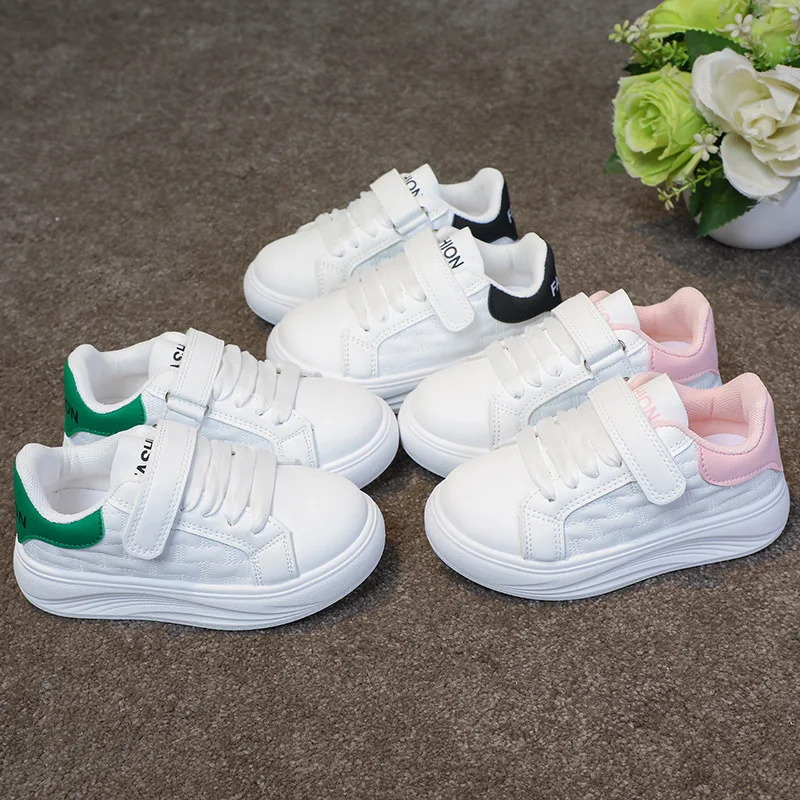 2024 Autumn New Children Little White Shoes for Girl Boy Fashion Korean Style Soft Thick Sole Anti-slippery Comfortable Sneakers